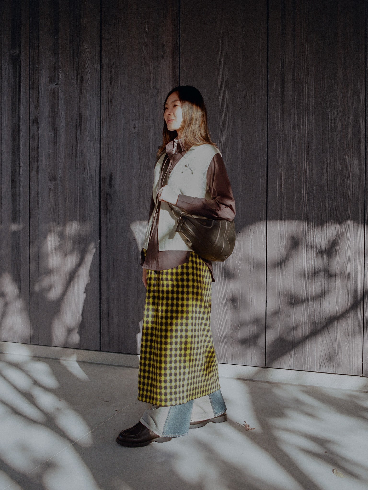 Namu Shop - Eleph Gooi Skirt - Yellow Check