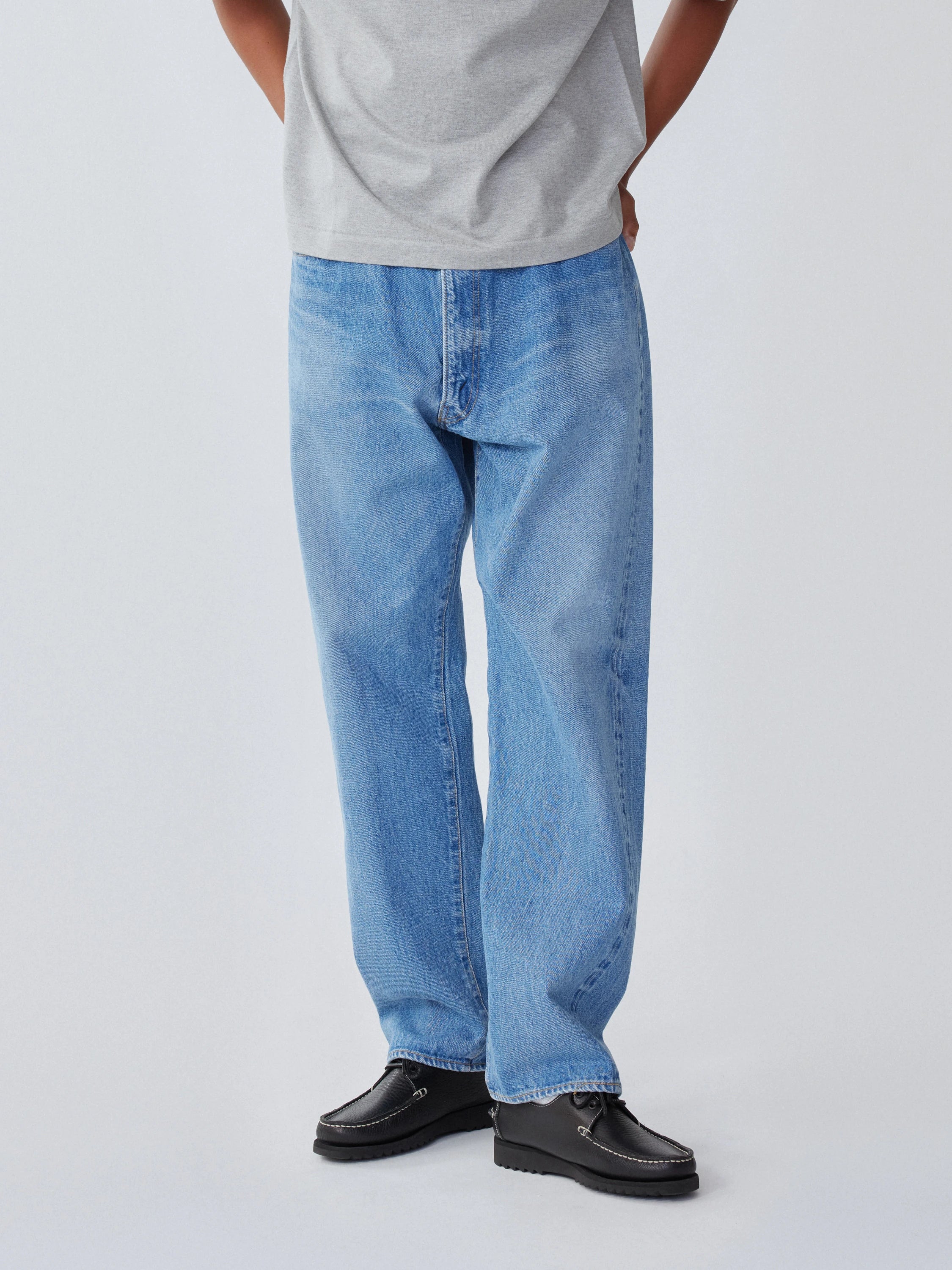 Namu Shop - Kaptain Sunshine 5P Zipper Front Denim Pants - Indigo Vintage Wash