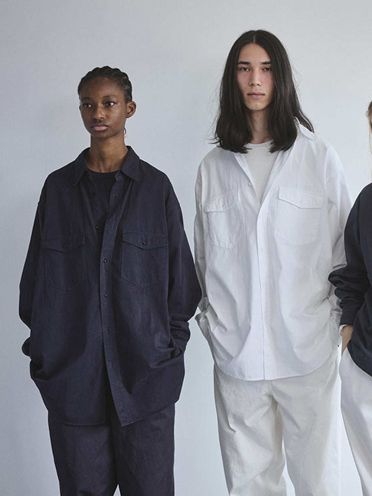 Namu Shop - Y Organic Cotton High Density Satin Shirt - Navy