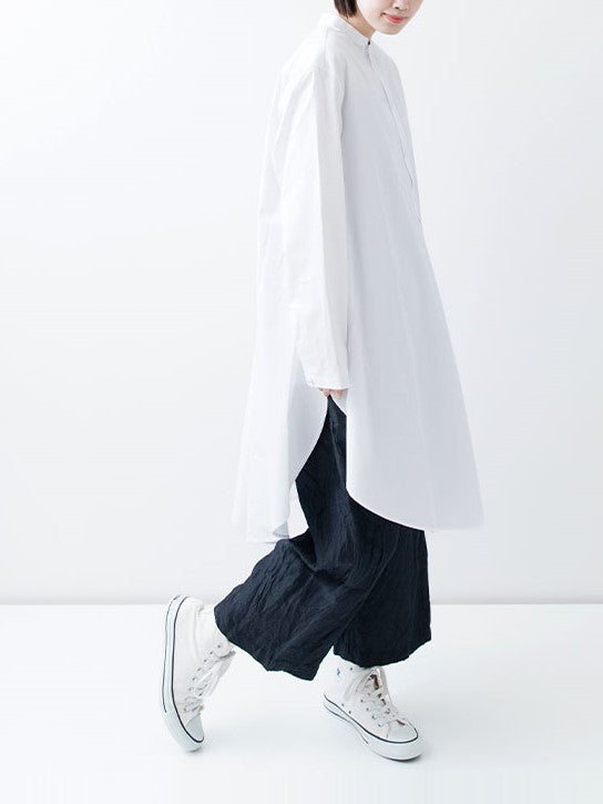 Namu Shop - Veritecoeur Side Pleats Long Shirt - White