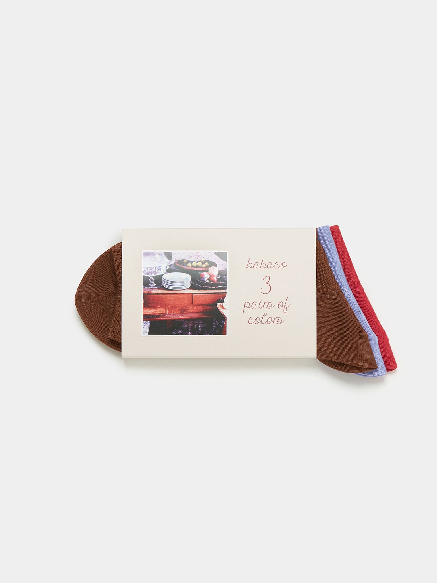 Namu Shop - Babaco 3 Pairs of Colors Socks - Swan, Kitchen, Sakura