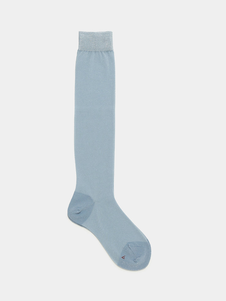 Namu Shop - Babaco Lurex Sheer High Socks - Light Blue