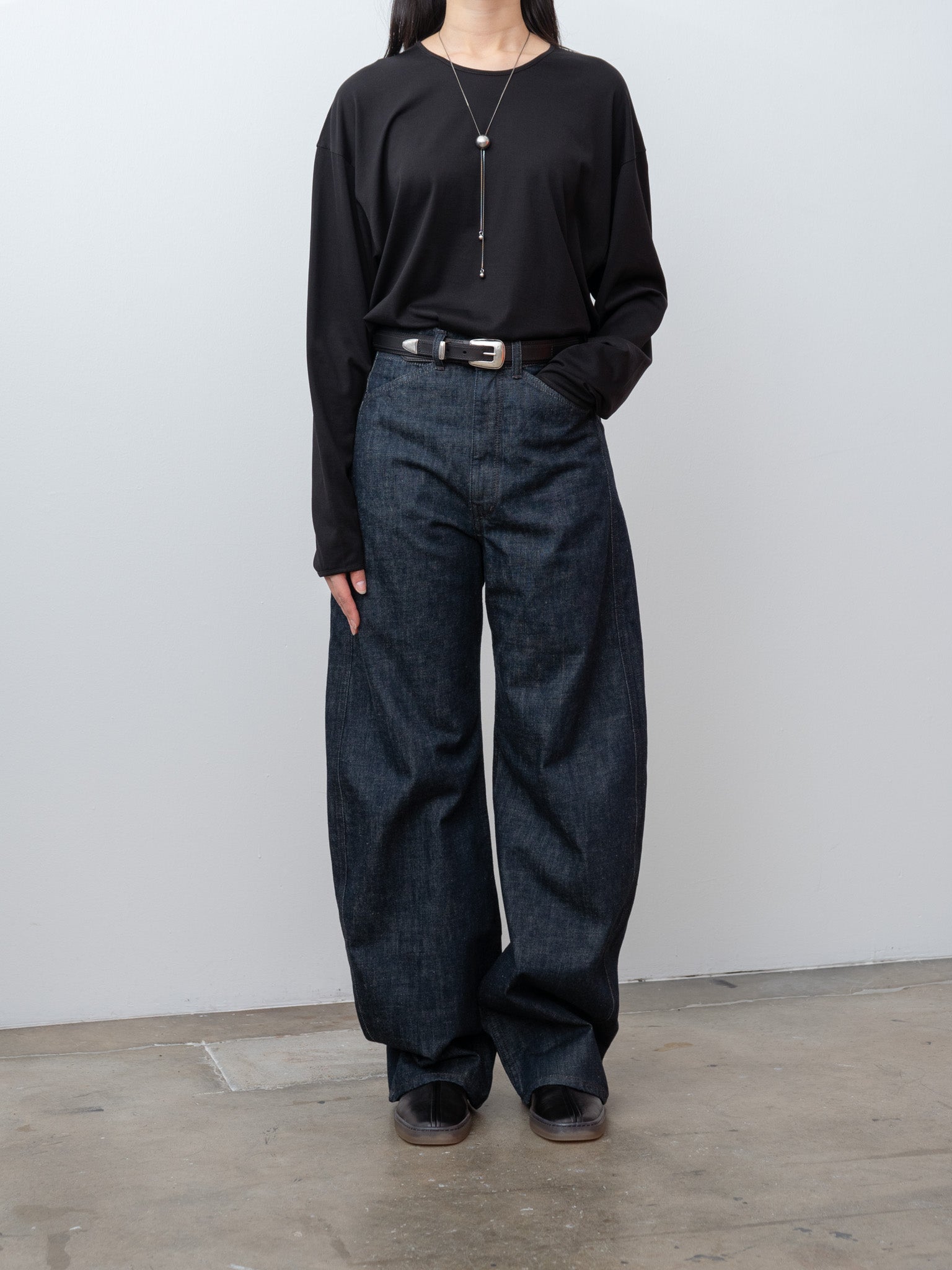 Namu Shop - Lemaire High Waisted Curved Pants - Denim Indigo