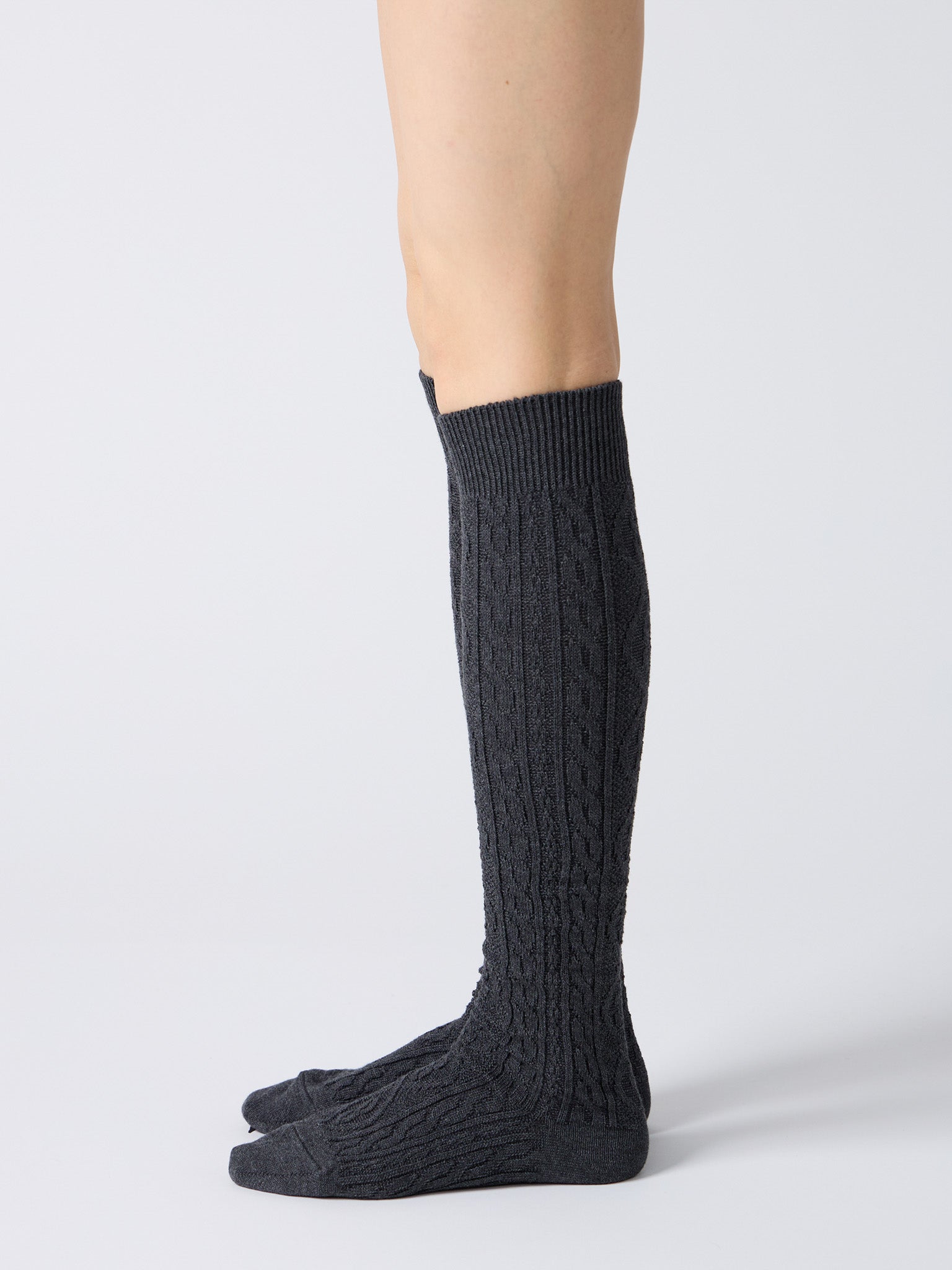 Namu Shop - Babaco Cashmere Blend Cable Knee High Socks - Charcoal, Red, Light Blue