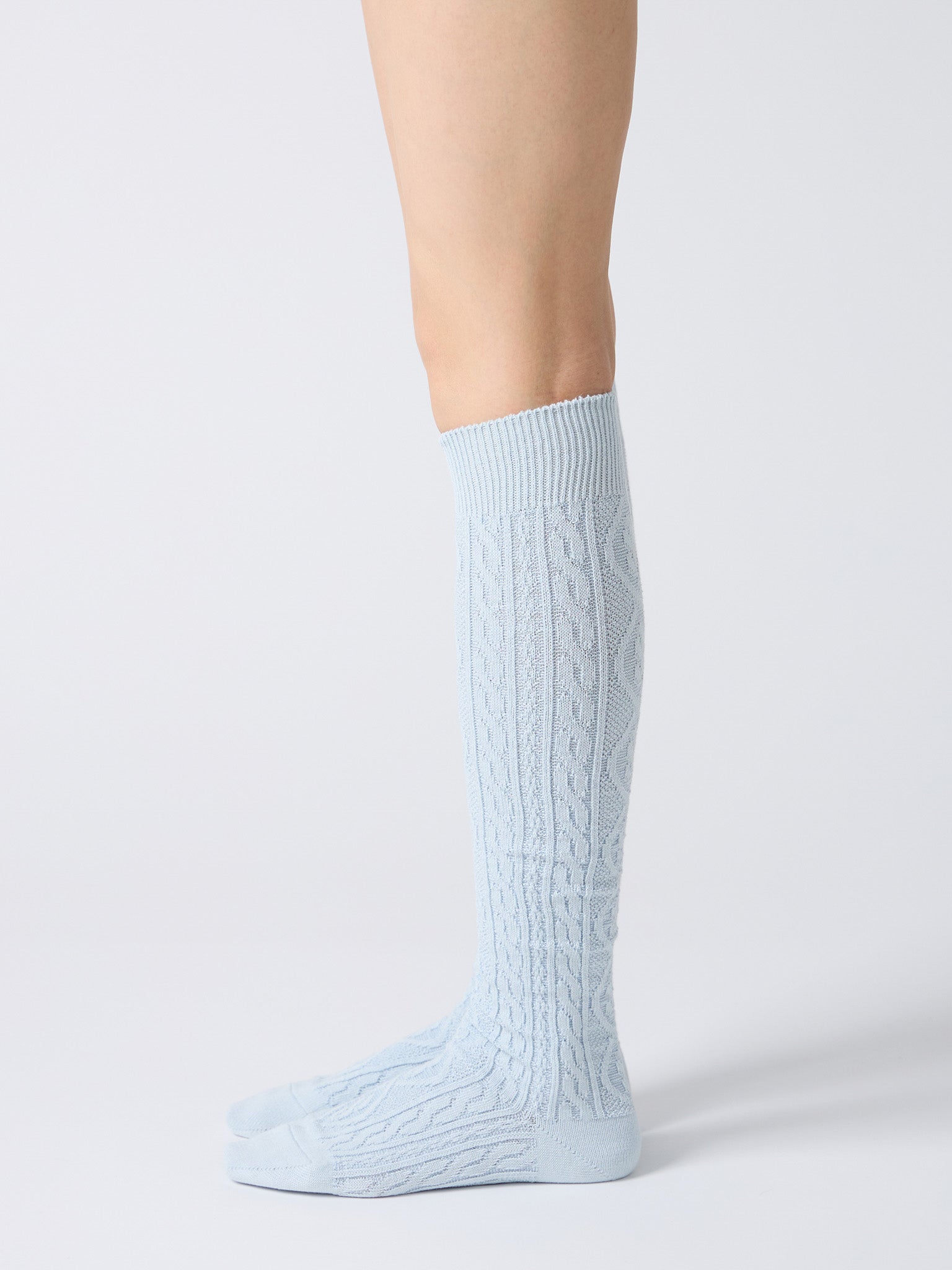 Namu Shop - Babaco Cashmere Blend Cable Knee High Socks - Charcoal, Red, Light Blue