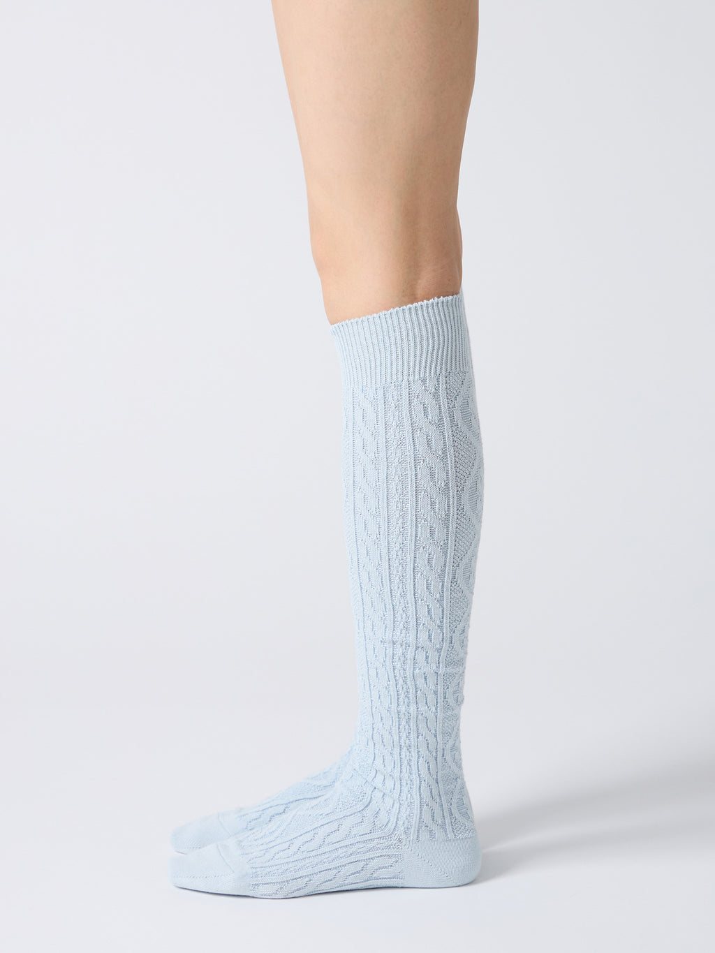 Namu Shop - Babaco Cashmere Blend Cable Knee High Socks - Charcoal, Red, Light Blue