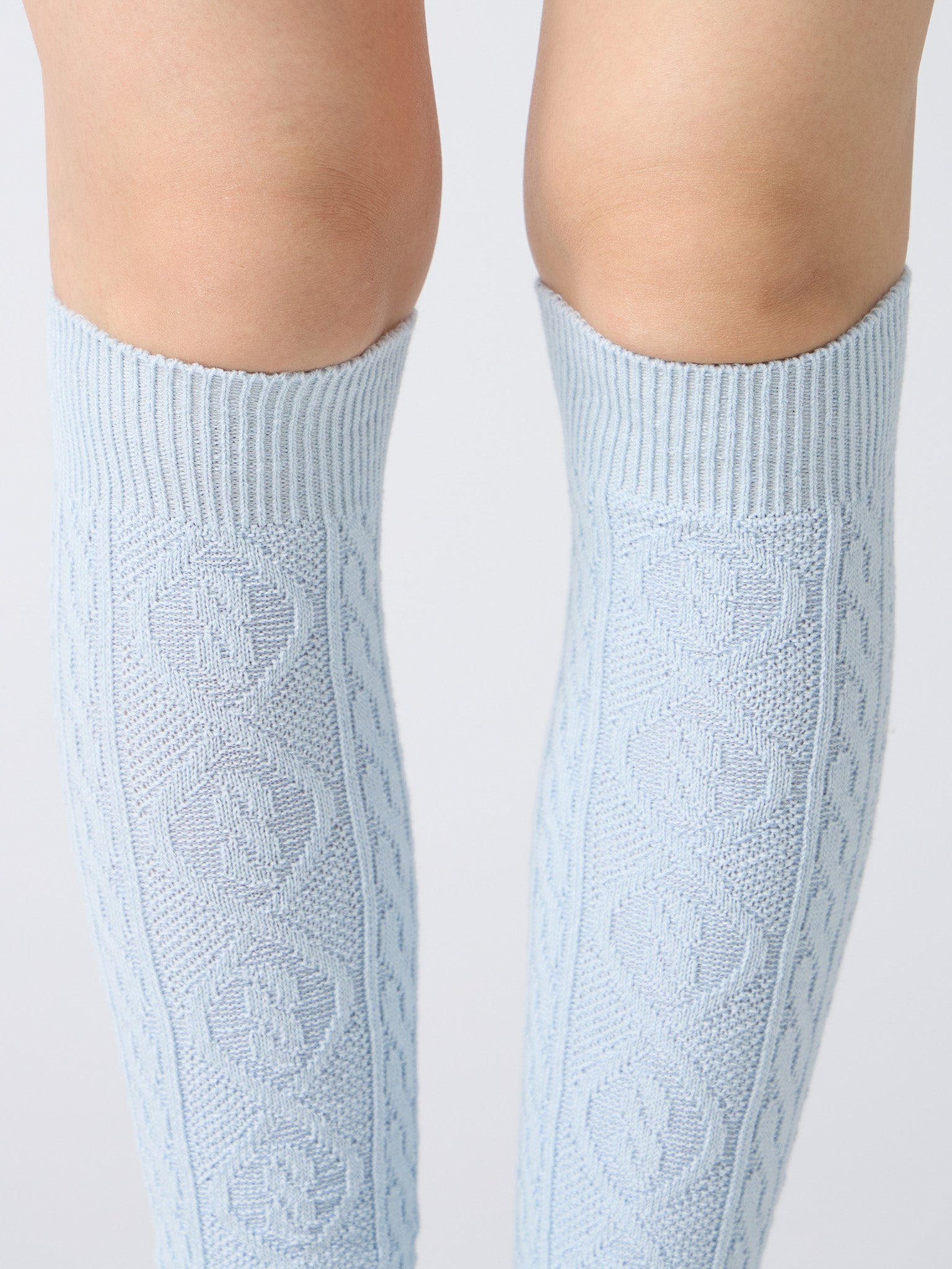 Namu Shop - Babaco Cashmere Blend Cable Knee High Socks - Charcoal, Red, Light Blue