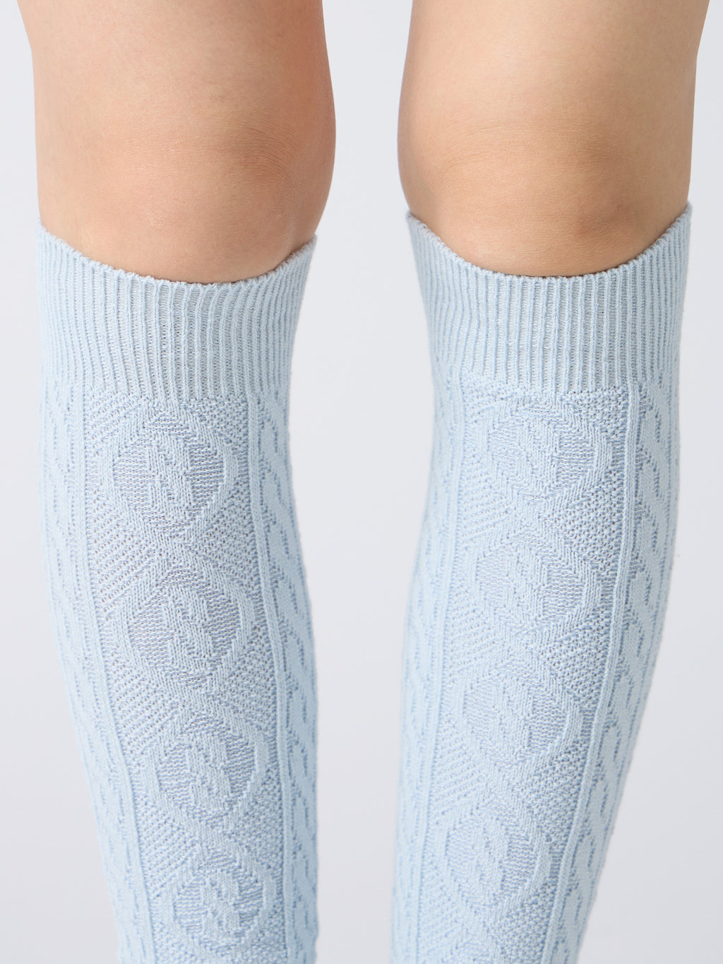 Namu Shop - Babaco Cashmere Blend Cable Knee High Socks - Charcoal, Red, Light Blue