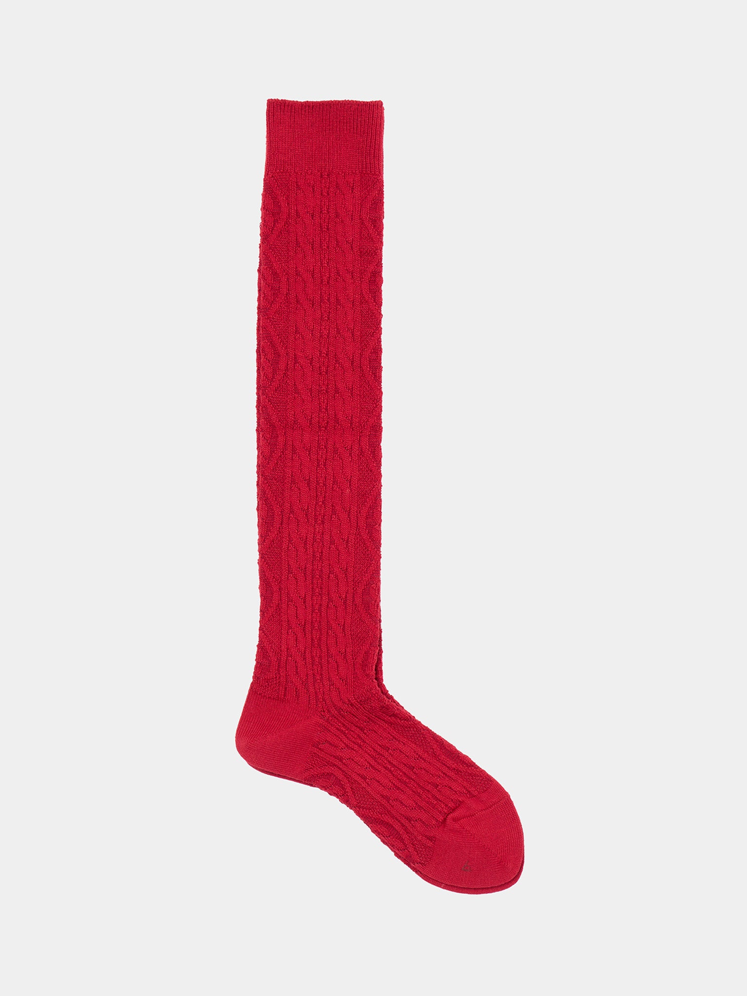 Namu Shop - Babaco Cashmere Blend Cable Knee High Socks - Charcoal, Red, Light Blue
