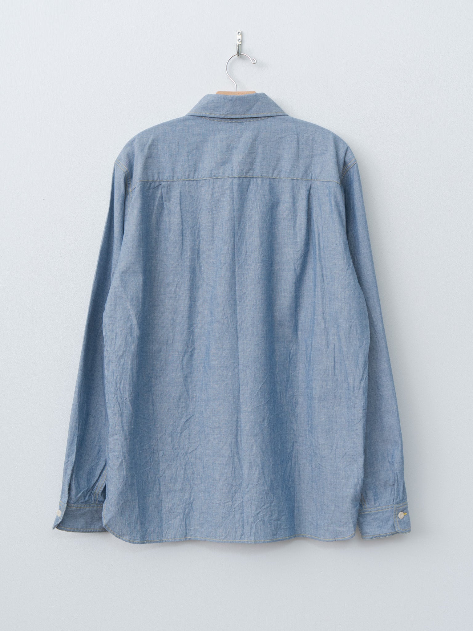 Namu Shop - ts(s) Indigo Cotton Chambray Asymmetric Pocket Work Shirt - Blue