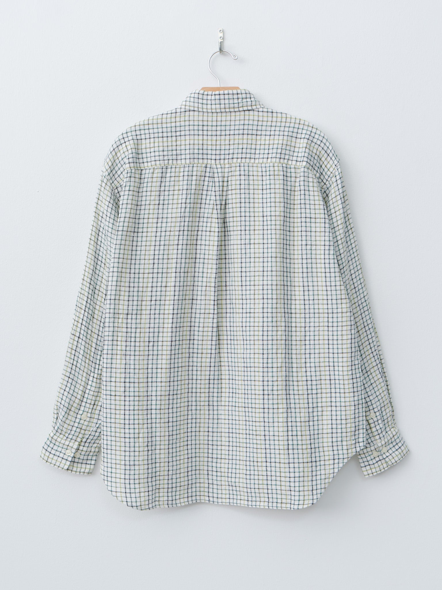 Namu Shop - ts(s) Simple Plaid Linen Baggy Fit Shirt - White x Green