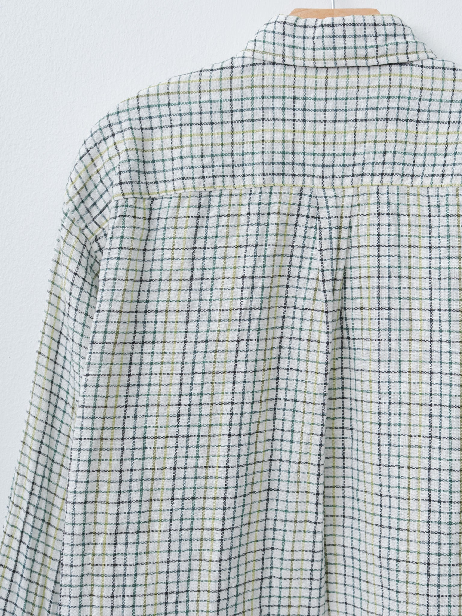 Namu Shop - ts(s) Simple Plaid Linen Baggy Fit Shirt - White x Green