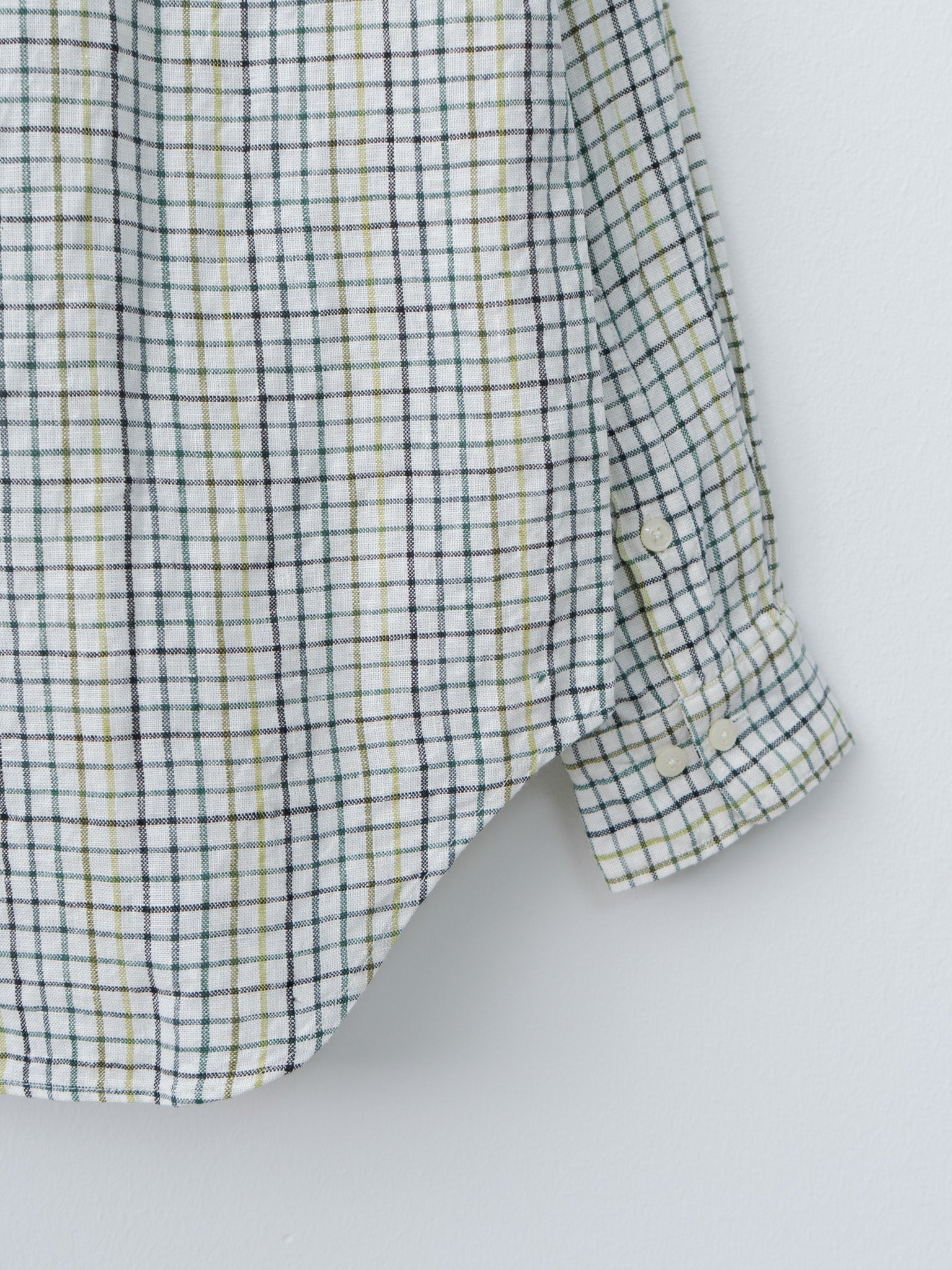 Namu Shop - ts(s) Simple Plaid Linen Baggy Fit Shirt - White x Green