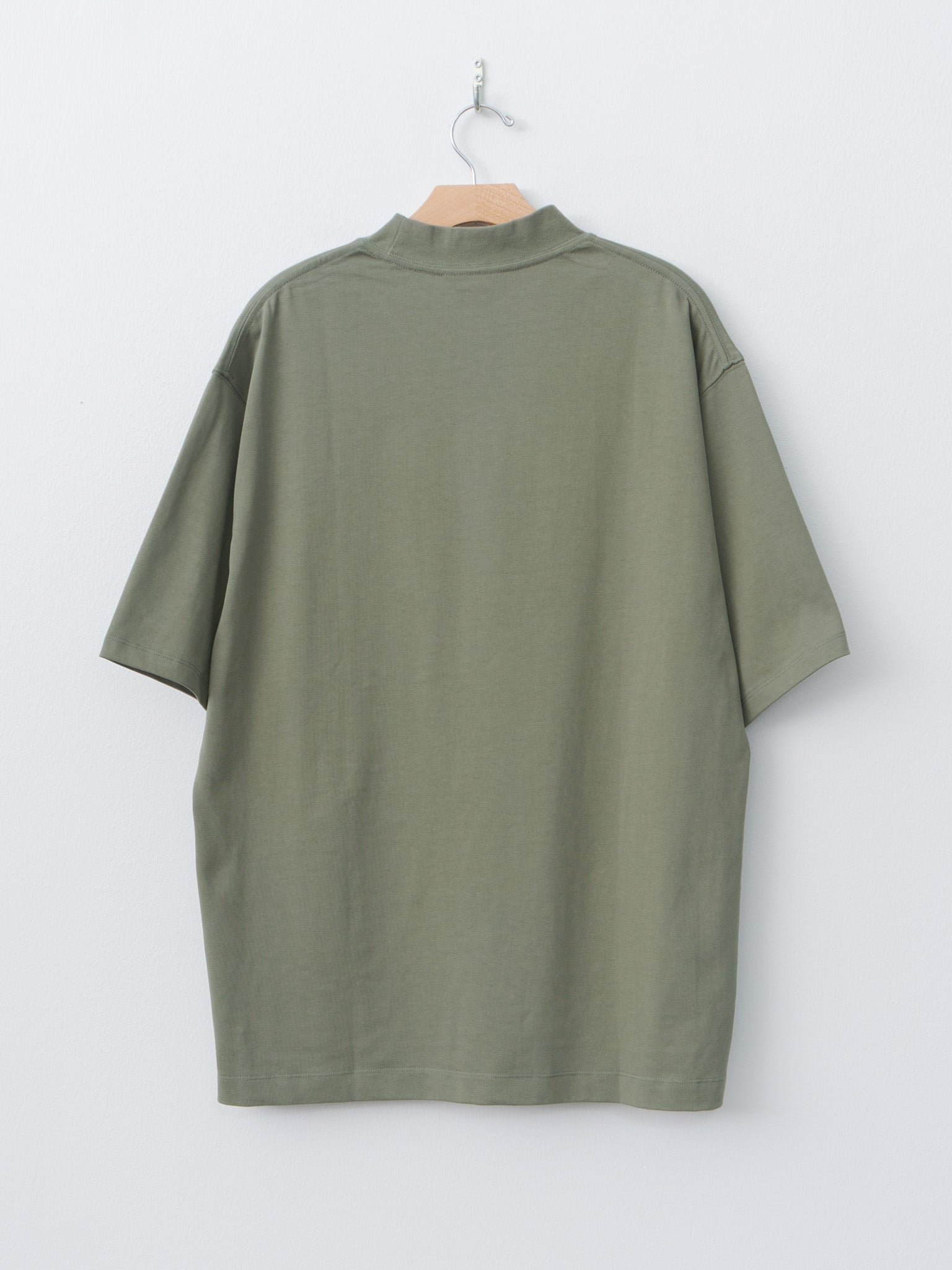 Namu Shop - Document Cotton Mock Neck Pocket T-Shirt - Khaki