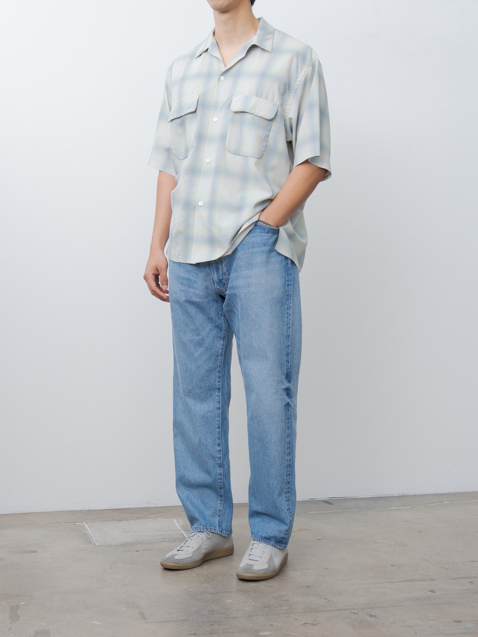 Namu Shop - Kaptain Sunshine 5P Zipper Front Denim Pants - Indigo Vintage Wash