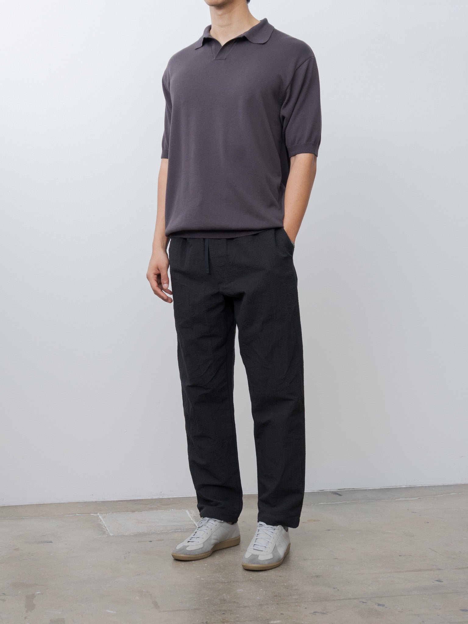 Namu Shop - Fujito Knit Skipper Polo - Charcoal
