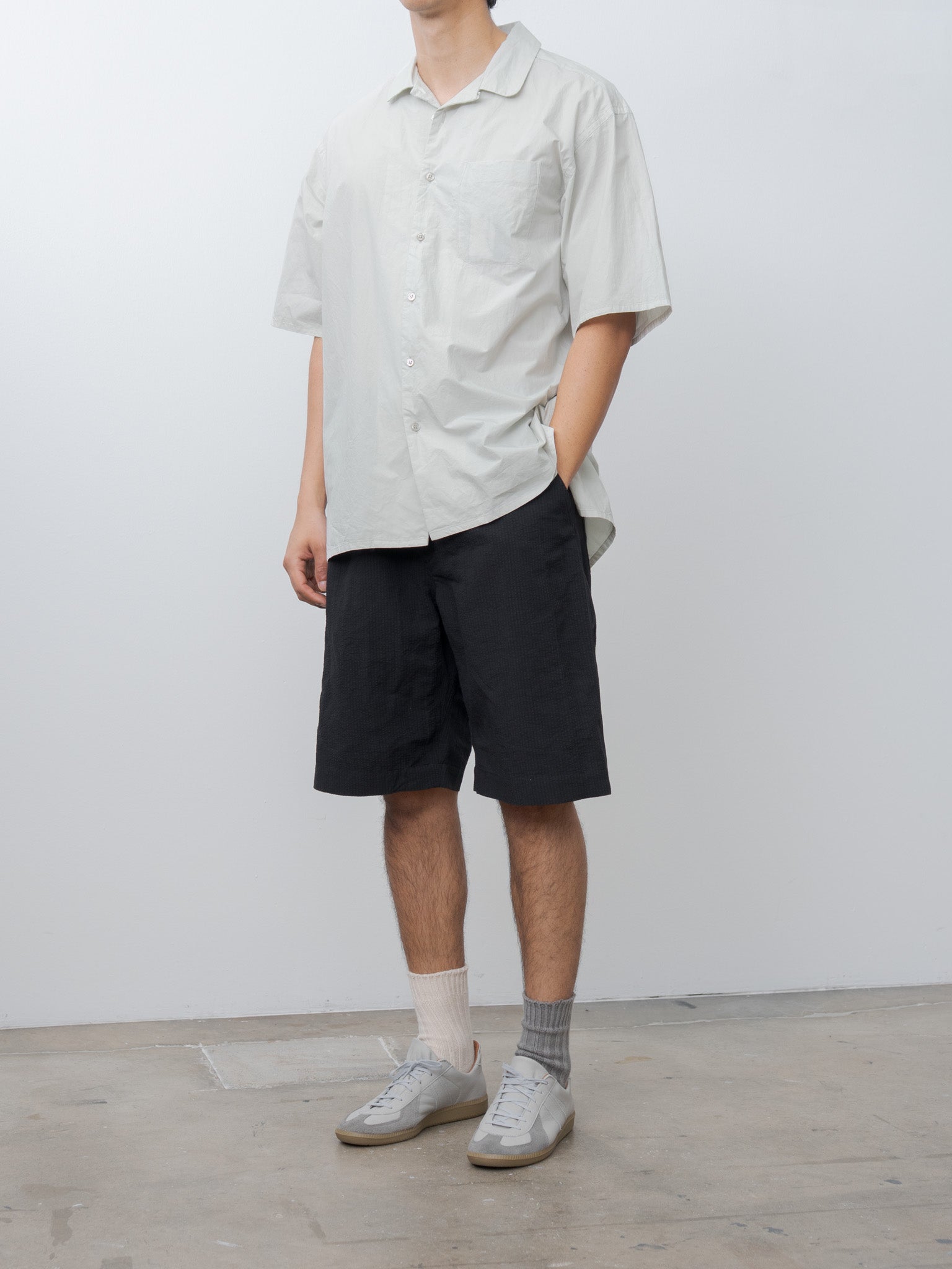 Namu Shop - Yoko Sakamoto Open Collar Shirt - Black Rice