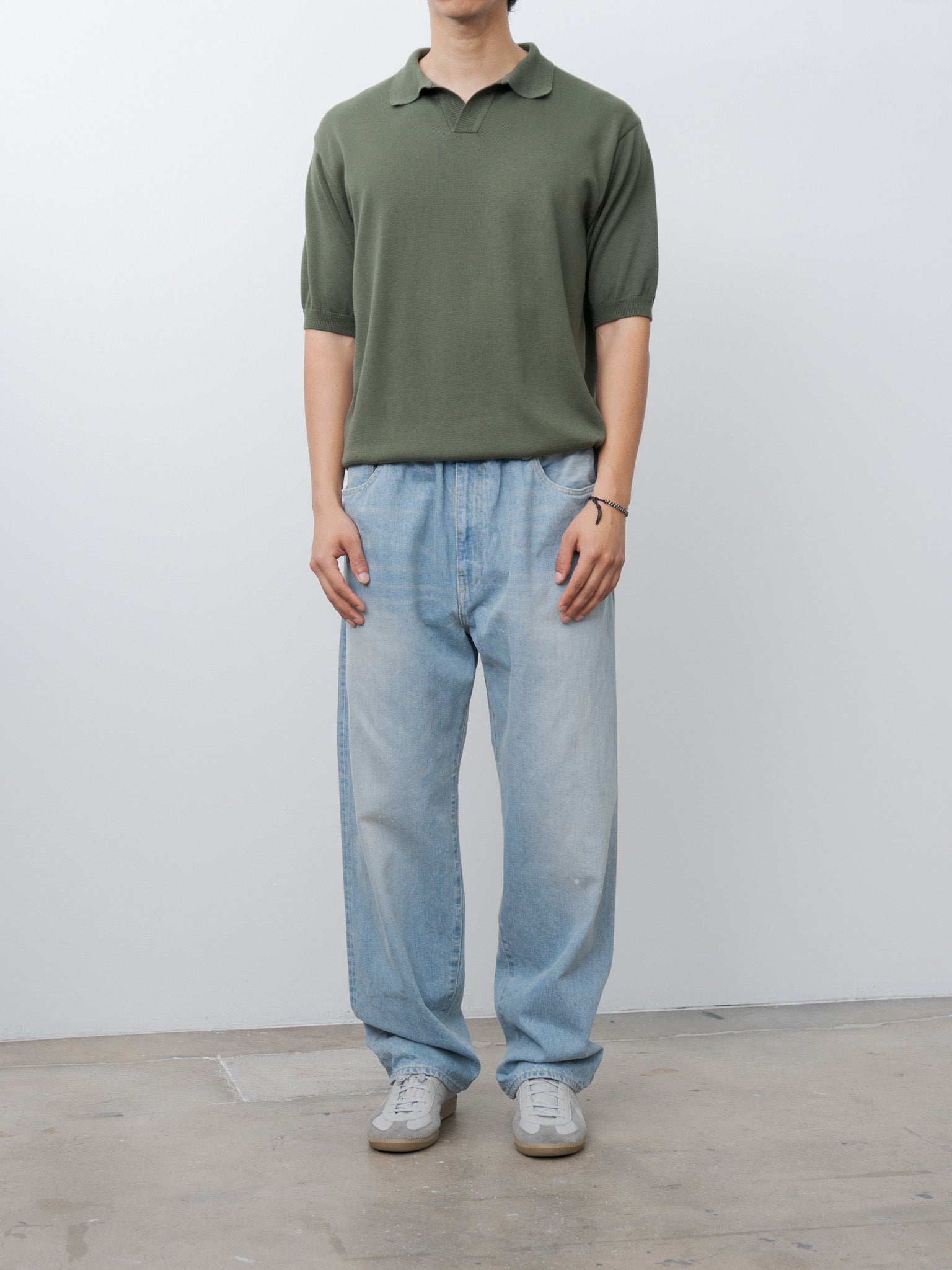 Namu Shop - Fujito Knit Skipper Polo - Olive Green