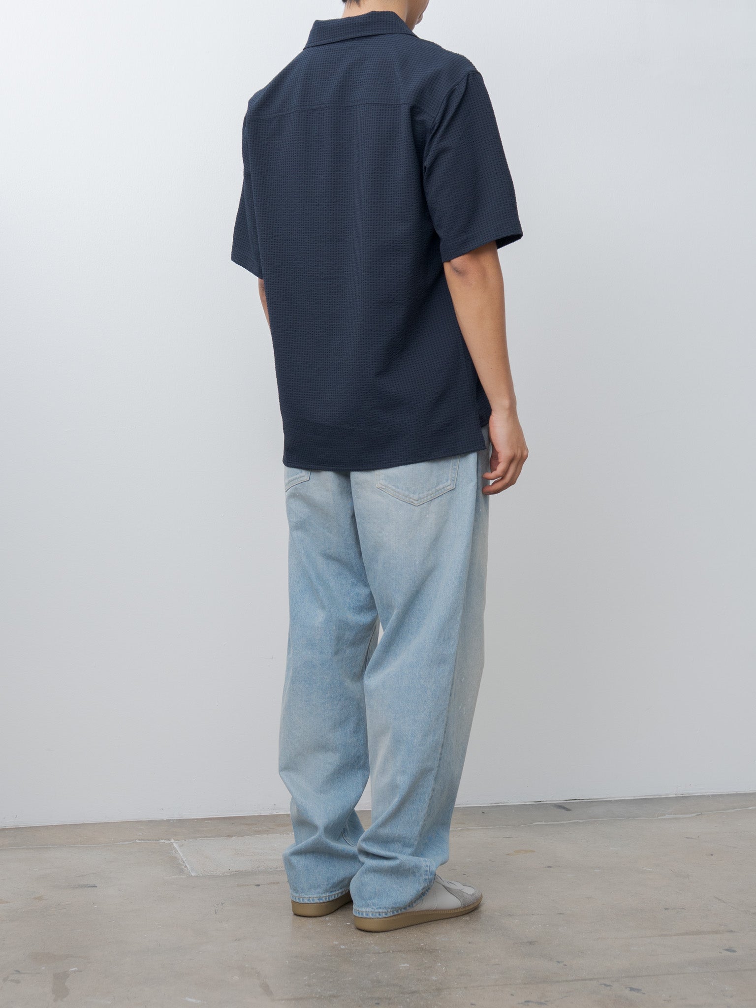 Namu Shop - Document Lightweight Seersucker Summer Shirt - Navy