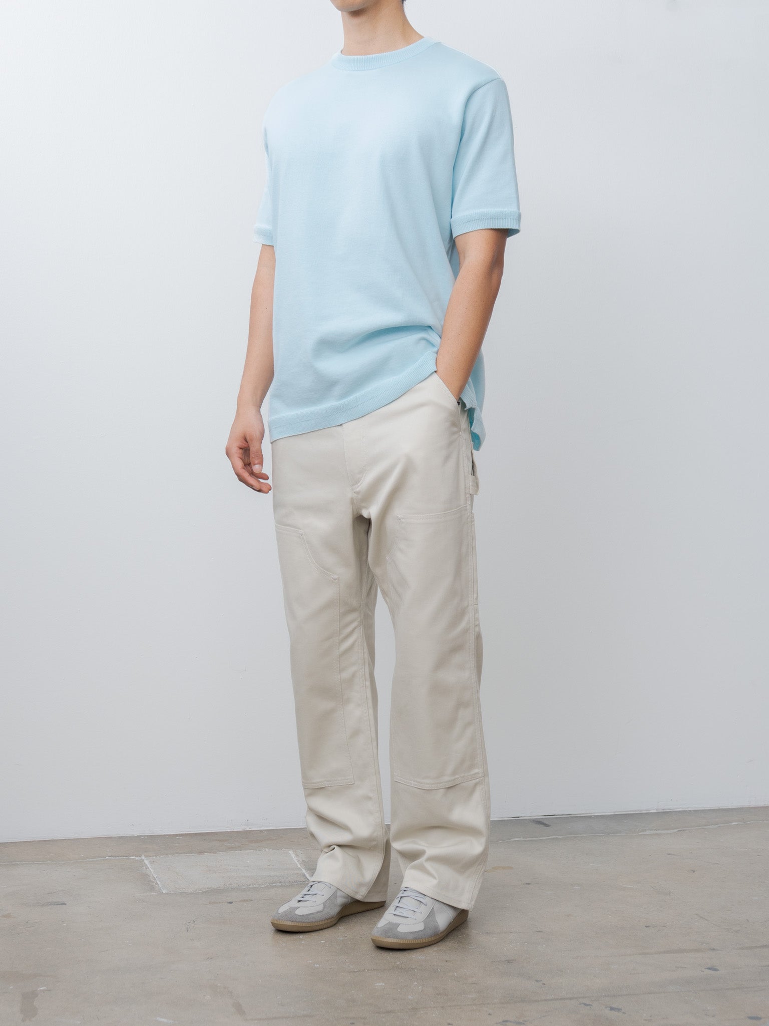Namu Shop - Fujito C/N Knit T-Shirt - Sax