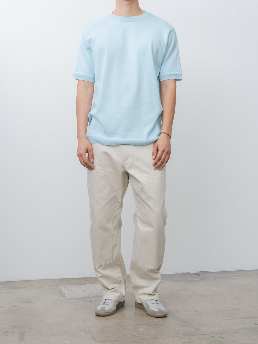 Namu Shop - Fujito C/N Knit T-Shirt - Sax