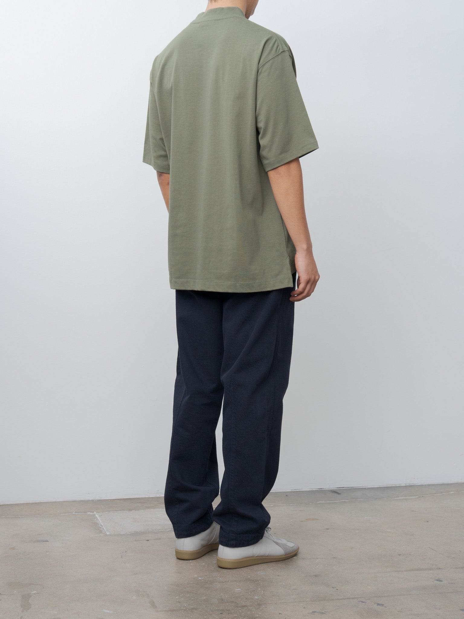 Namu Shop - Document Cotton Mock Neck Pocket T-Shirt - Khaki