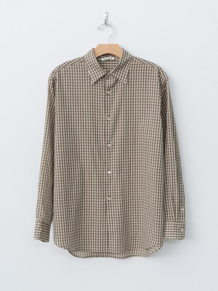 Namu Shop - Auralee Airy Light Cotton Check Big Shirt - Brown Gingham Check