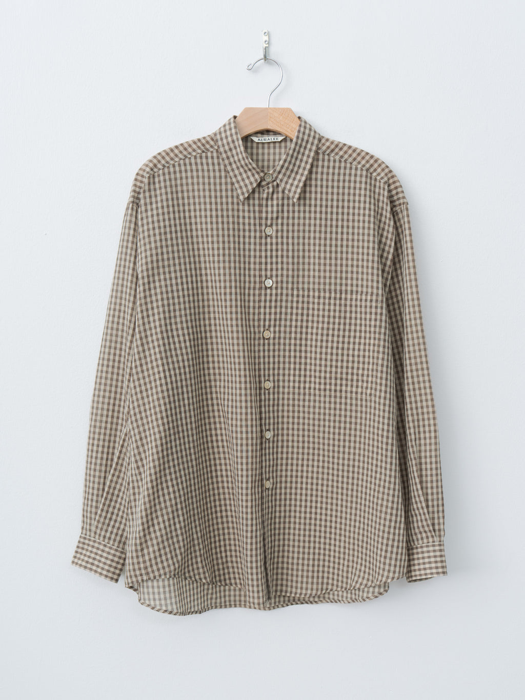 Namu Shop - Auralee Airy Light Cotton Check Big Shirt - Brown Gingham Check