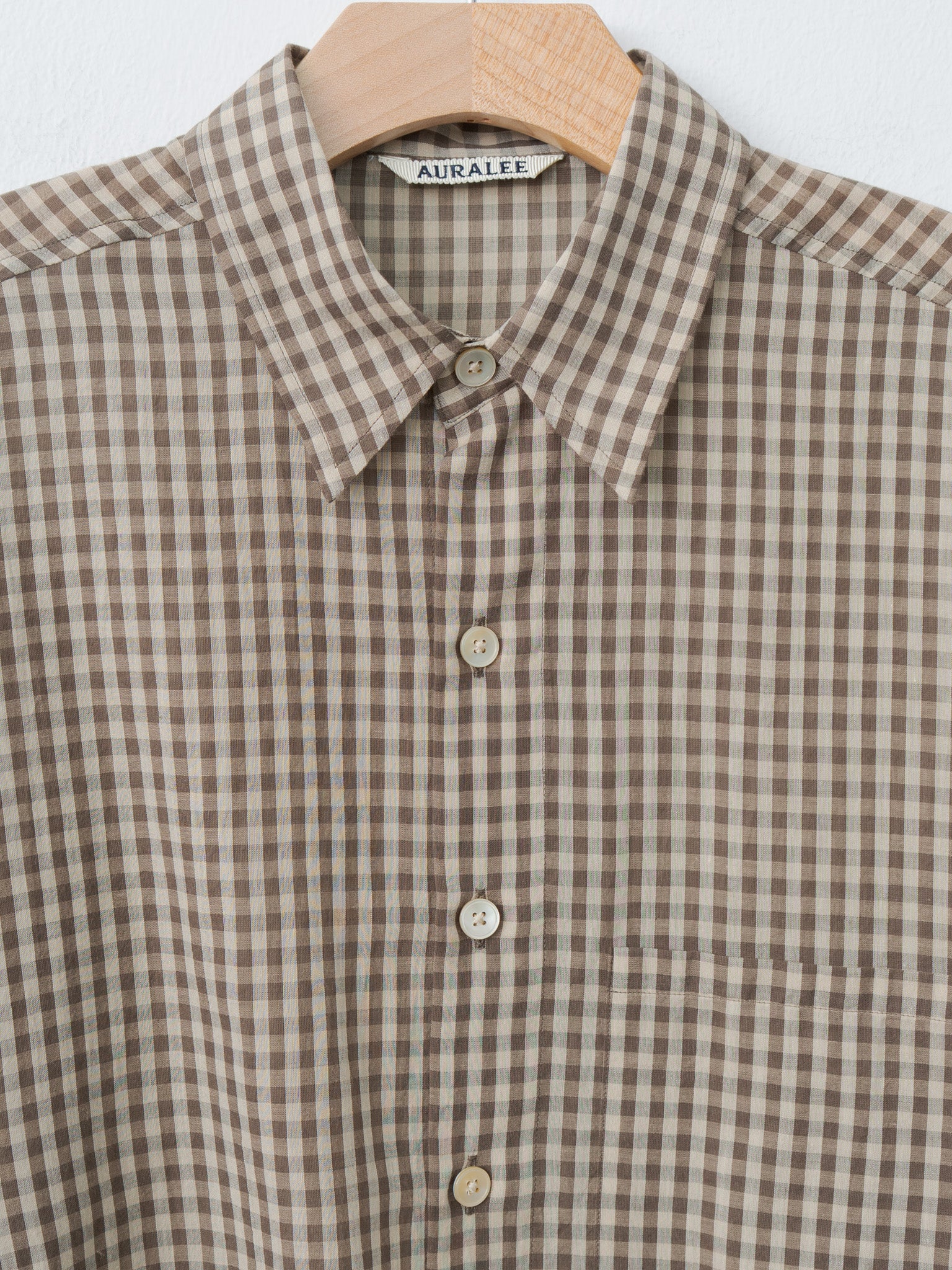 Namu Shop - Auralee Airy Light Cotton Check Big Shirt - Brown Gingham Check