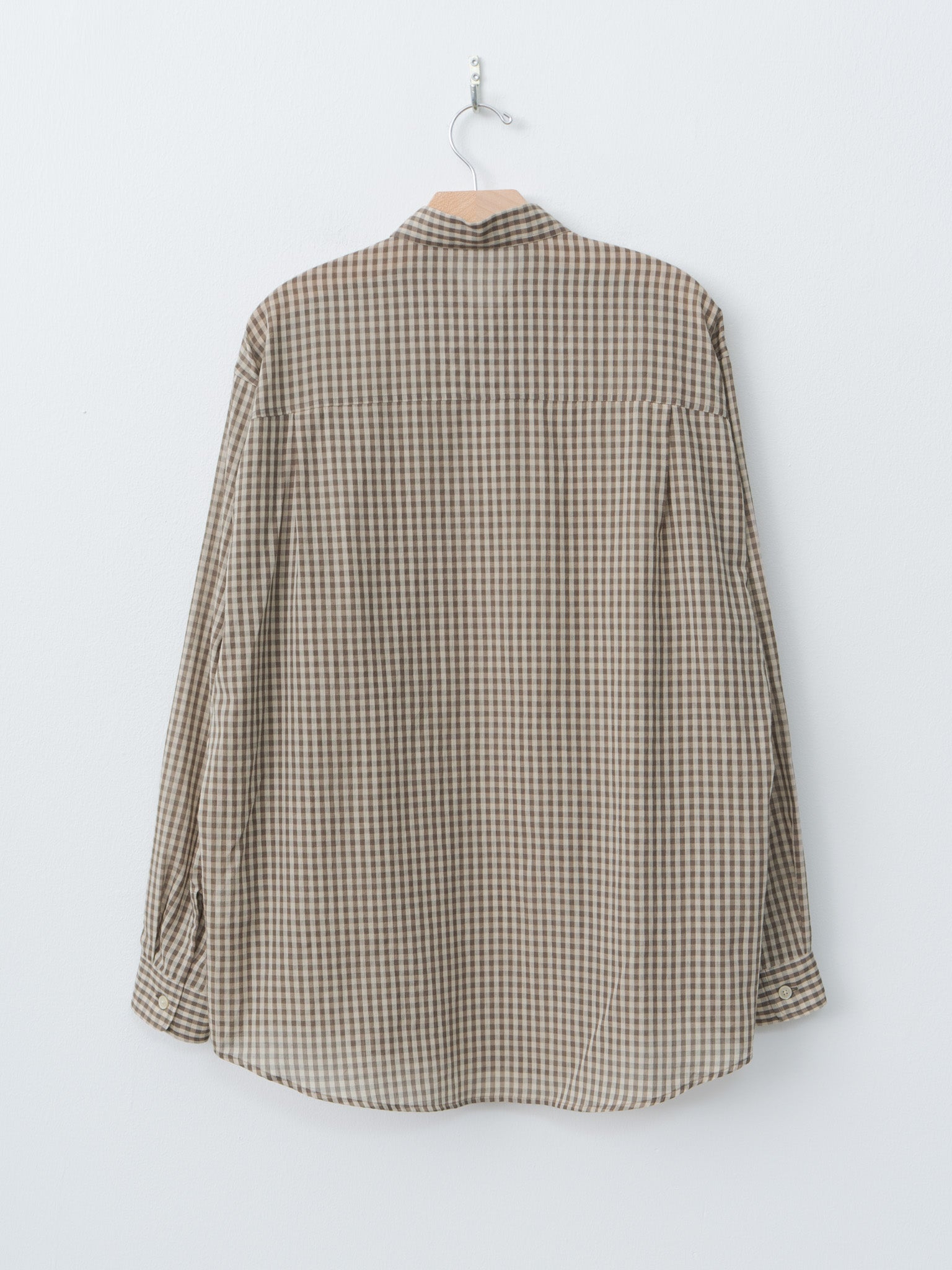 Namu Shop - Auralee Airy Light Cotton Check Big Shirt - Brown Gingham Check