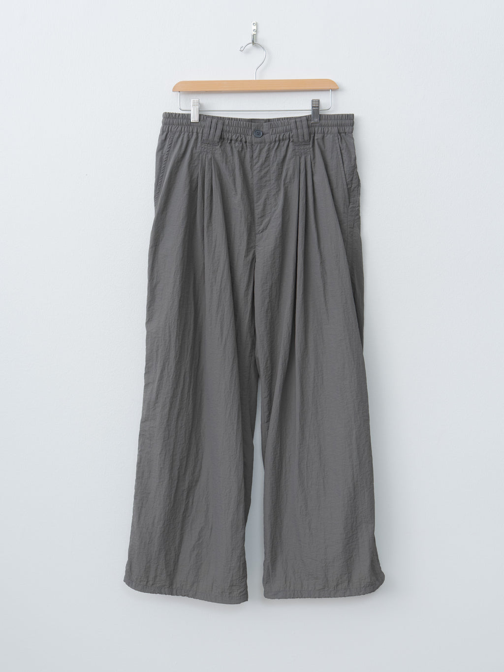 Namu Shop - Yoke Nylon 3Pleated Wide-Leg Easy Trousers - Charcoal Khaki