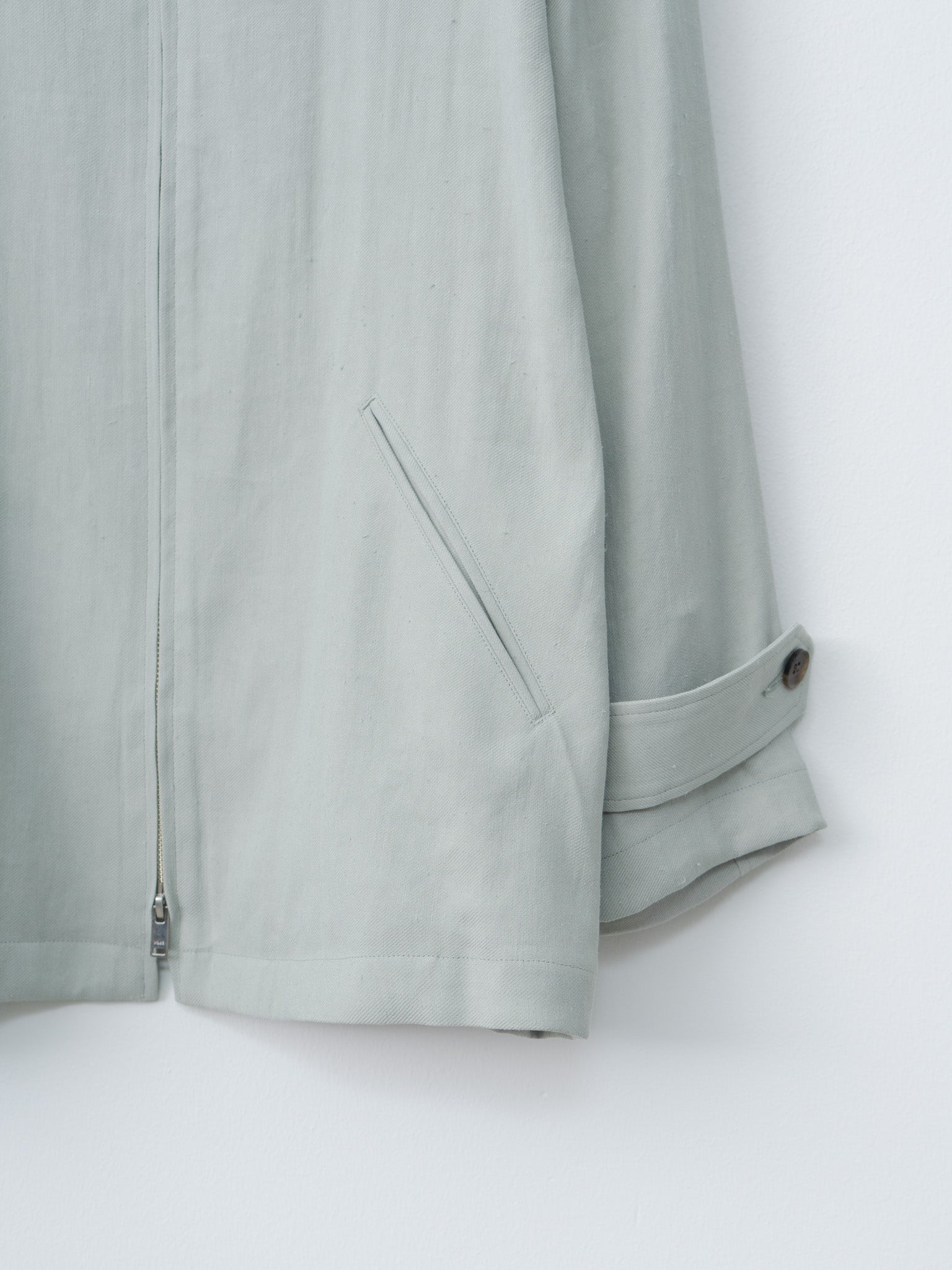 Namu Shop - Yoke Linen Acetate Zip Blouson - Mist Green