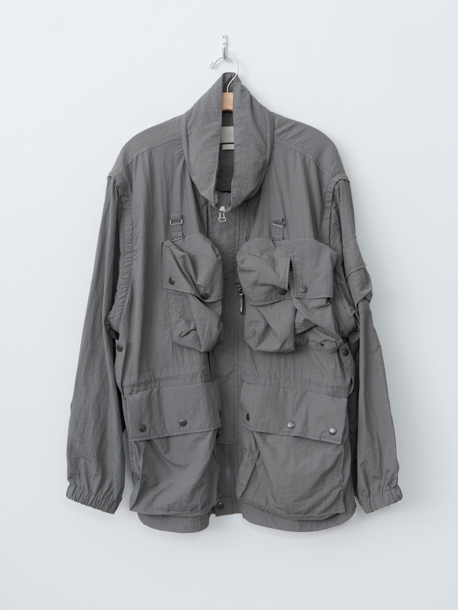 Namu Shop - Yoke Nylon Multi Pockets Detachable Utility Blouson - Charcoal Khaki