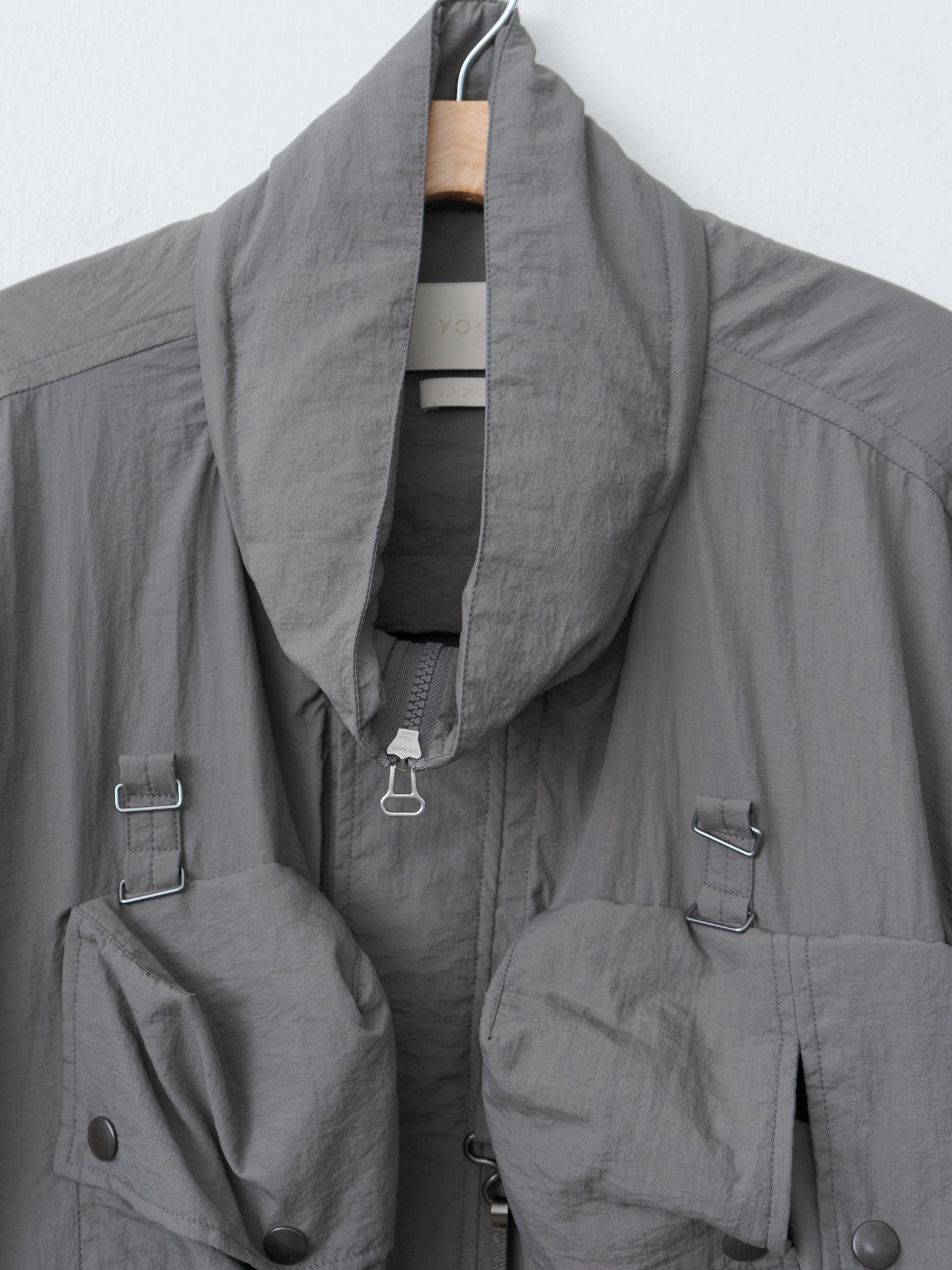 Namu Shop - Yoke Nylon Multi Pockets Detachable Utility Blouson - Charcoal Khaki