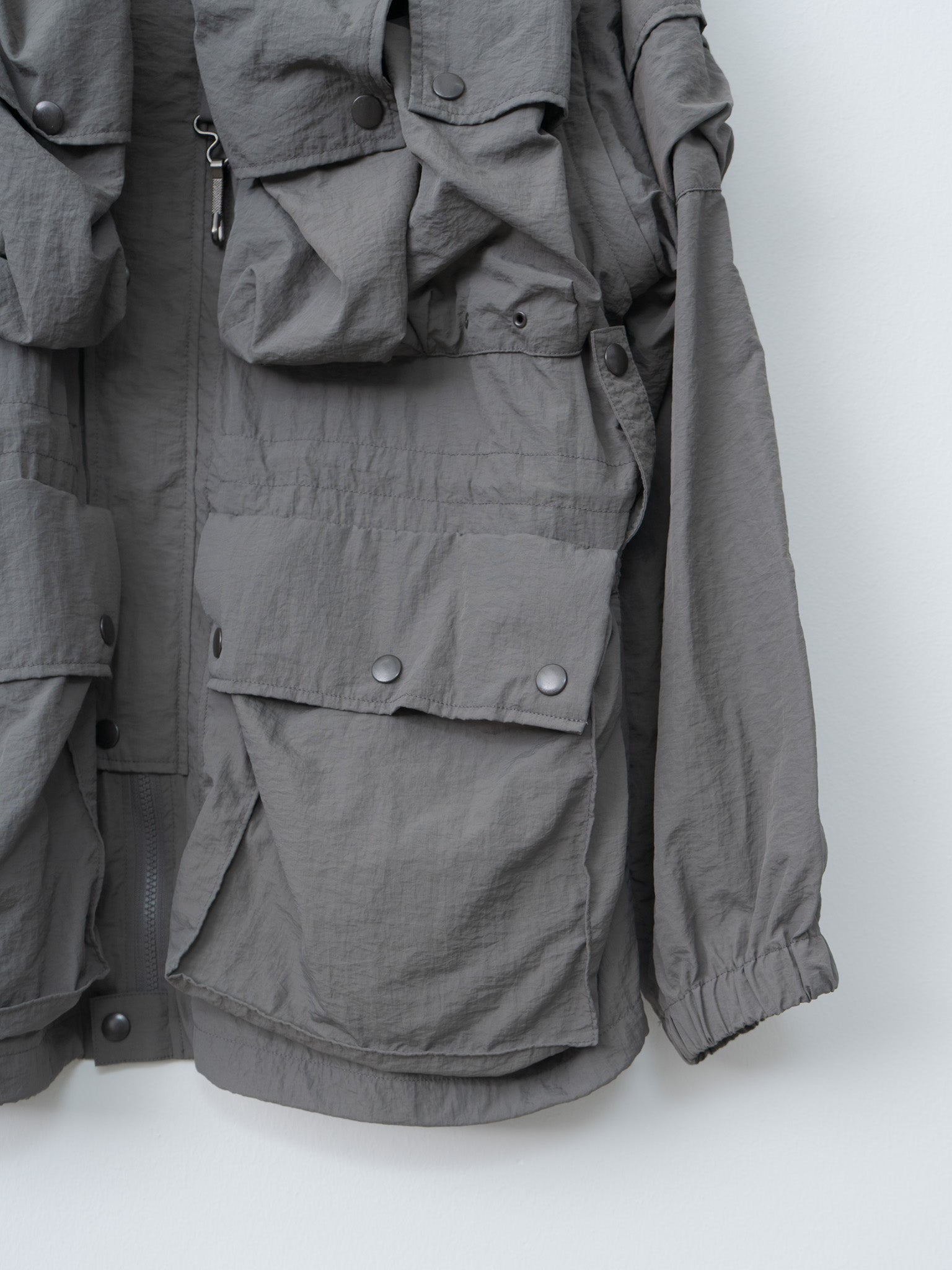 Namu Shop - Yoke Nylon Multi Pockets Detachable Utility Blouson - Charcoal Khaki