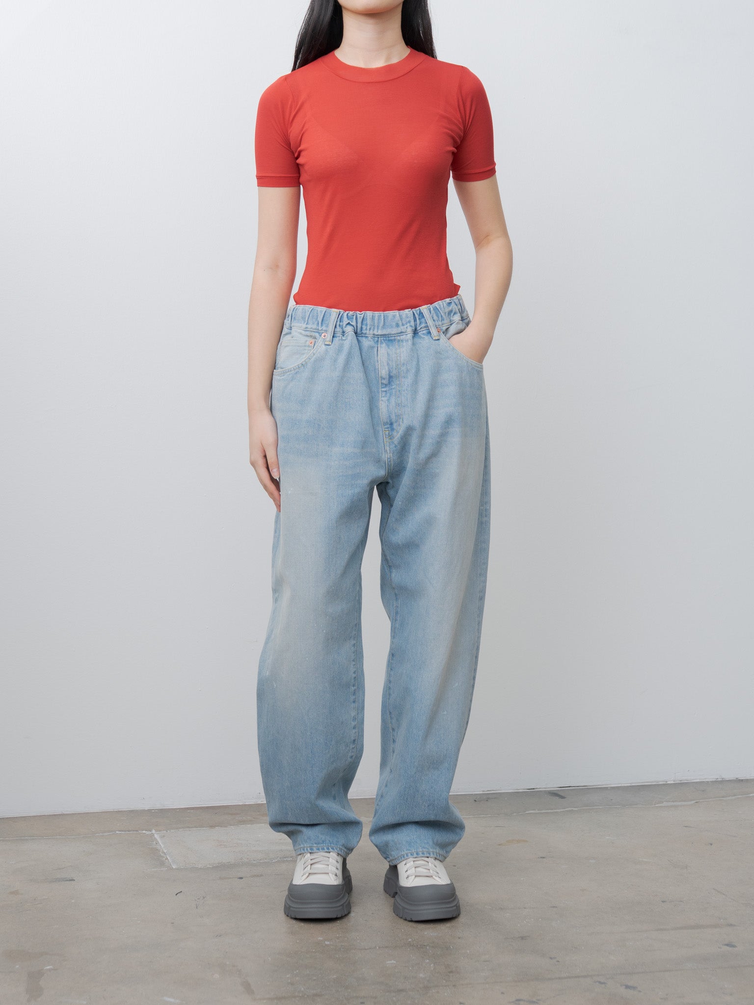 Namu Shop - Auralee Super High Gauge Sheer Rib Tee - Red