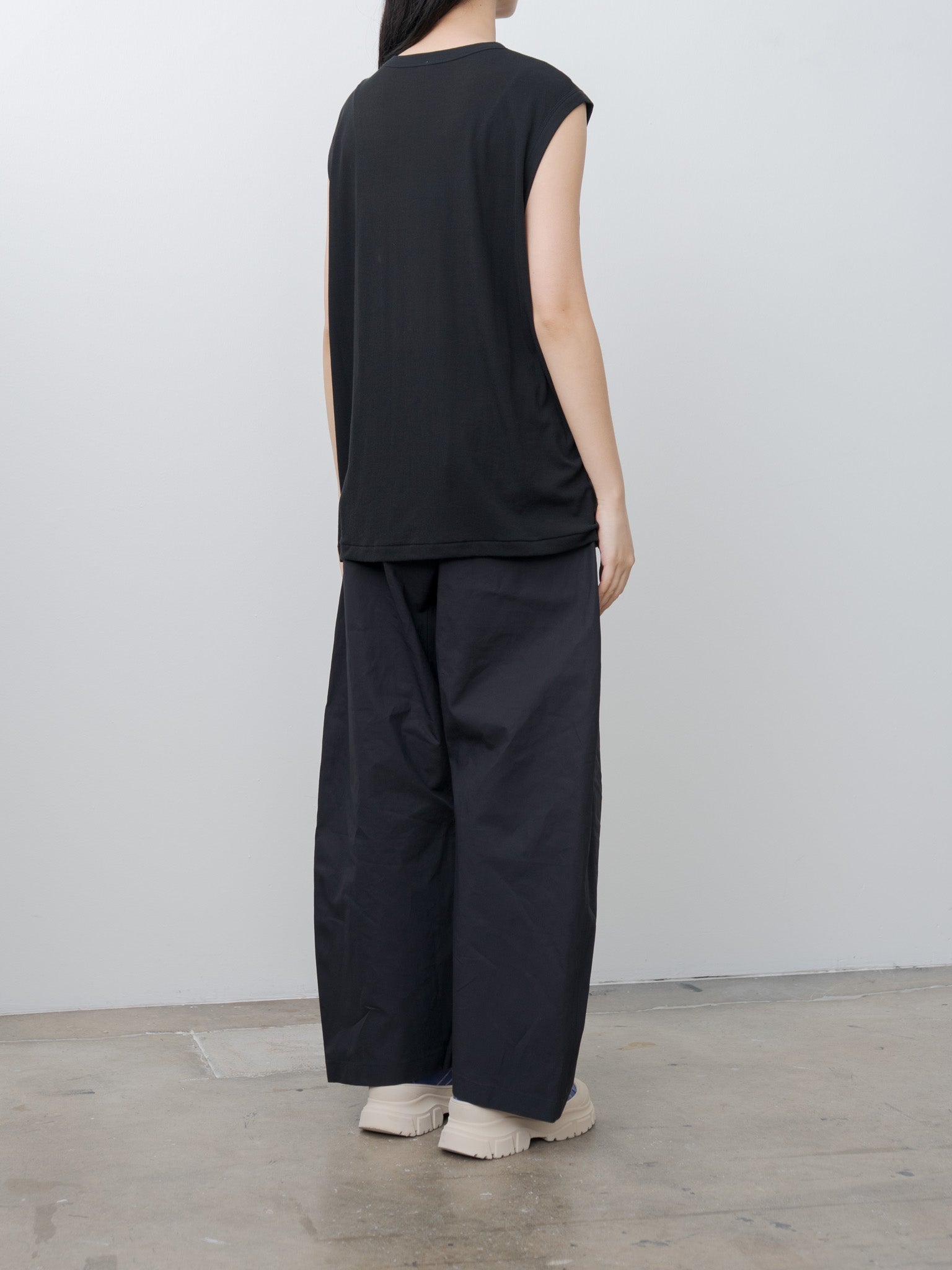 Namu Shop - Babaco Twisted Cotton Loose Tank Top - Black