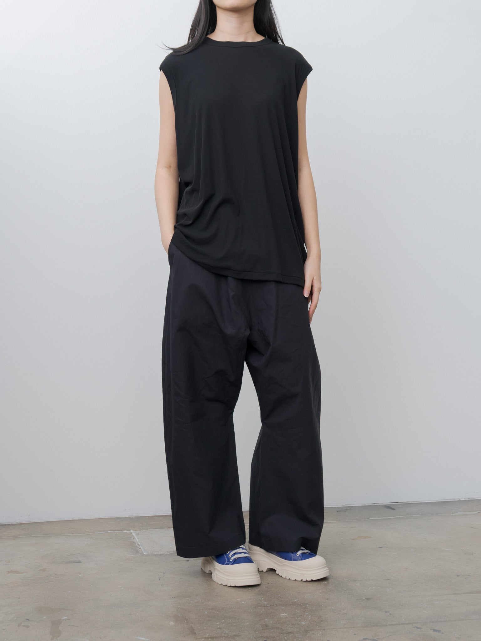 Namu Shop - Babaco Twisted Cotton Loose Tank Top - Black