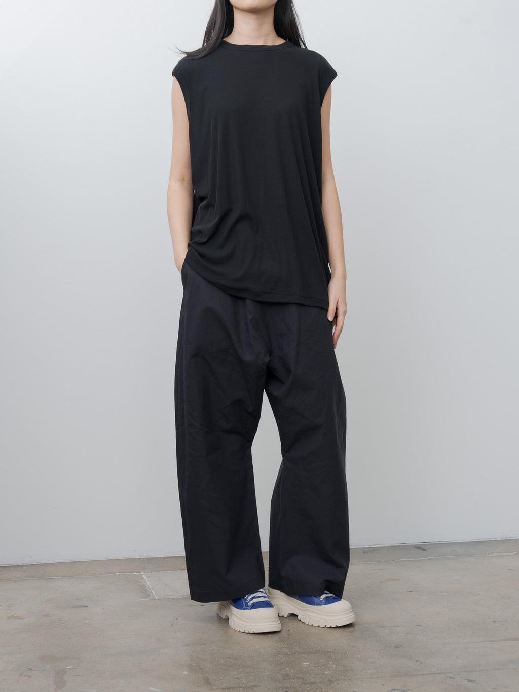 Namu Shop - Babaco Twisted Cotton Loose Tank Top - Black