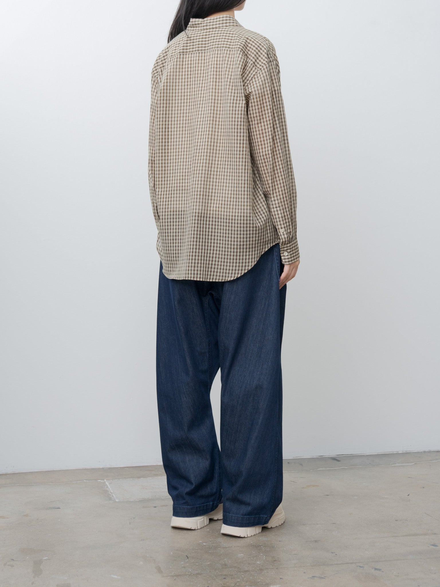 Namu Shop - Auralee Airy Light Cotton Check Big Shirt - Brown Gingham Check
