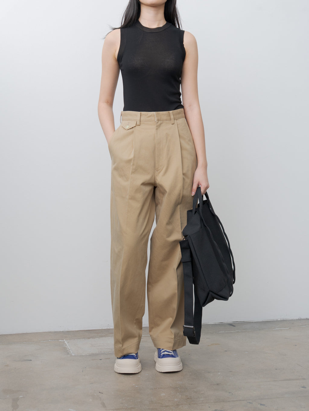 Namu Shop - Auralee Washed Finx Chino One-Tuck Pants - Camel Brown
