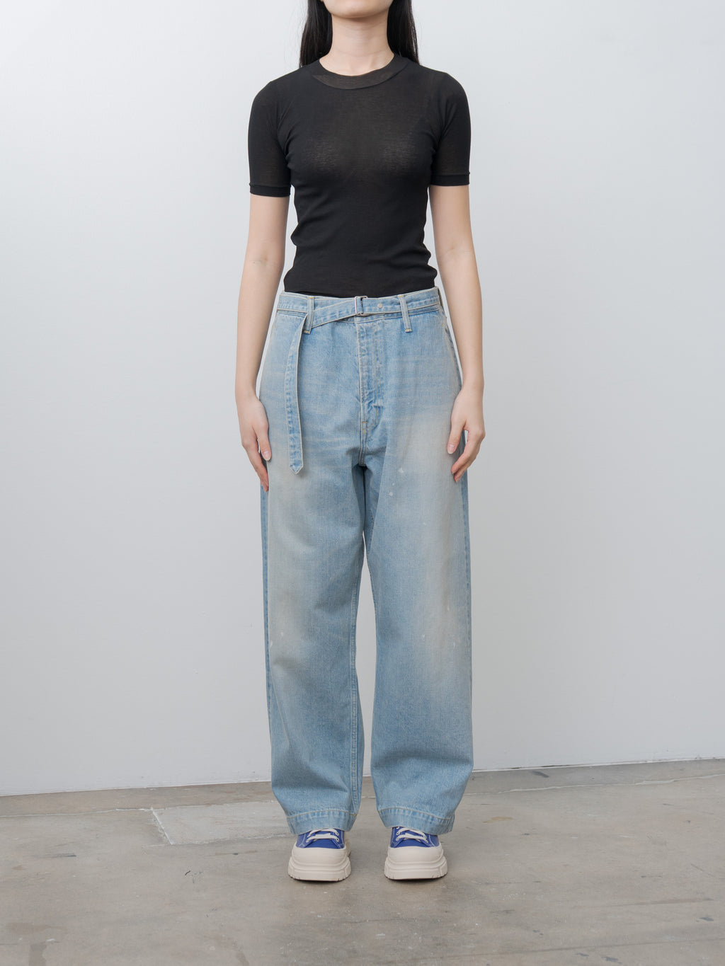 Namu Shop - Yoko Sakamoto Belted Trousers - Light Indigo