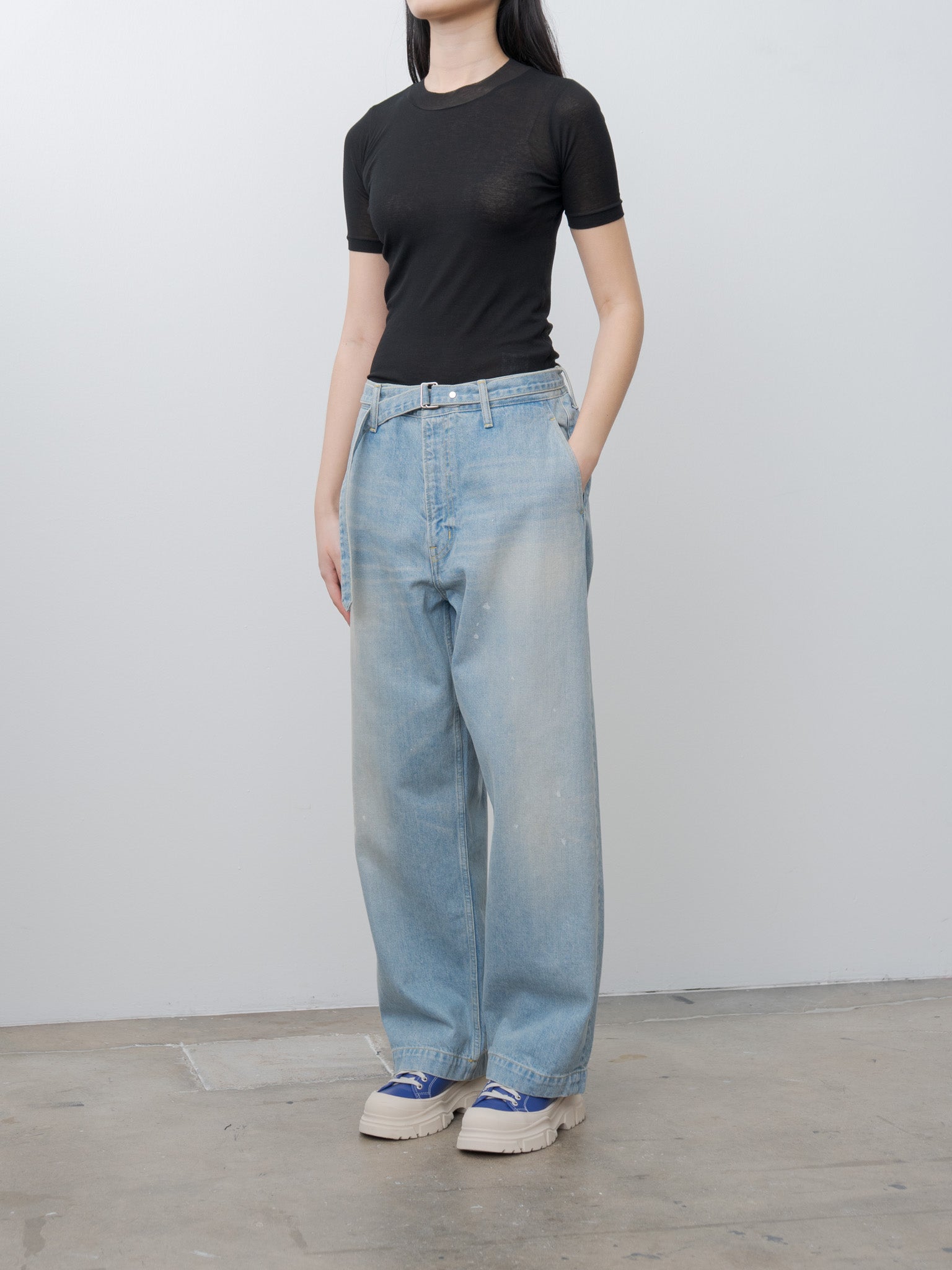 Namu Shop - Auralee Super High Gauge Sheer Rib Tee - Black