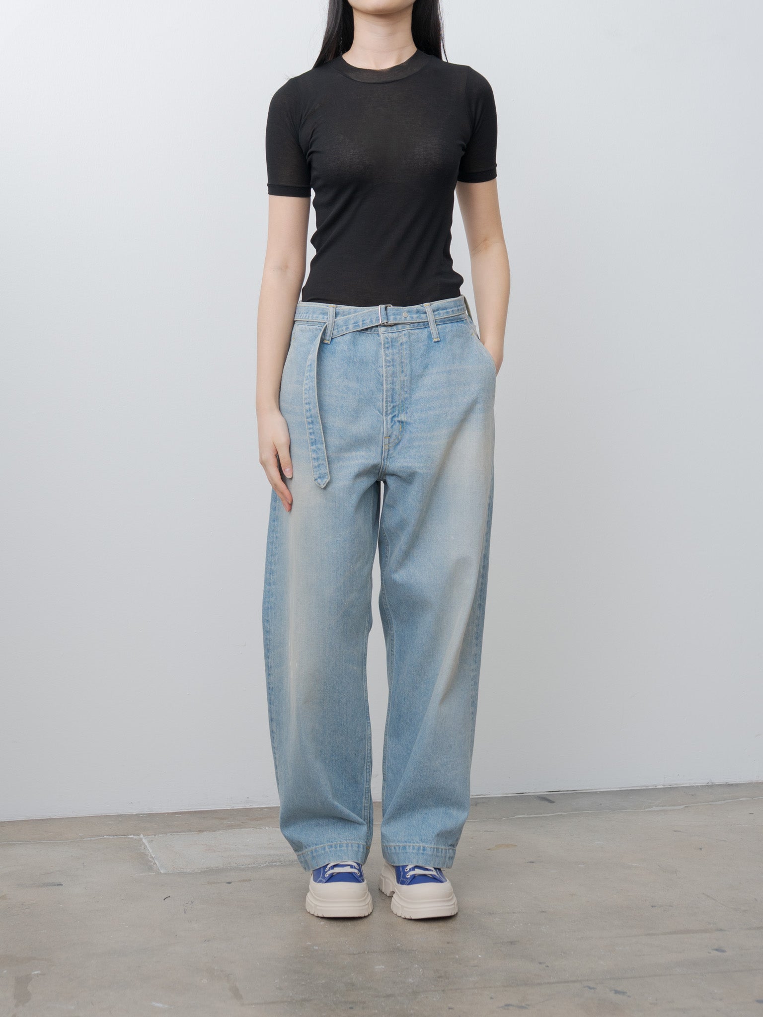 Namu Shop - Yoko Sakamoto Belted Trousers - Light Indigo