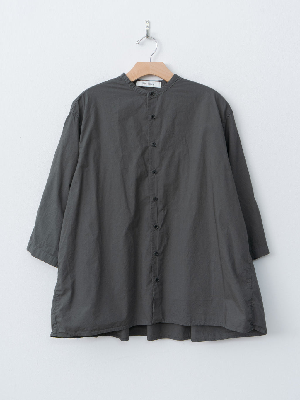 Namu Shop - Veritecoeur Gathered Blouse - Sumikuro (Charcoal Black)