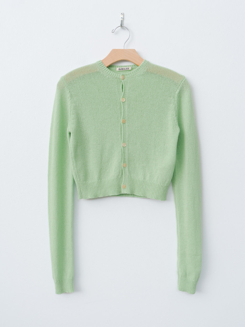 Namu Shop - Auralee Summer Cashmere Knit Crew Neck Cardigan - Light Green