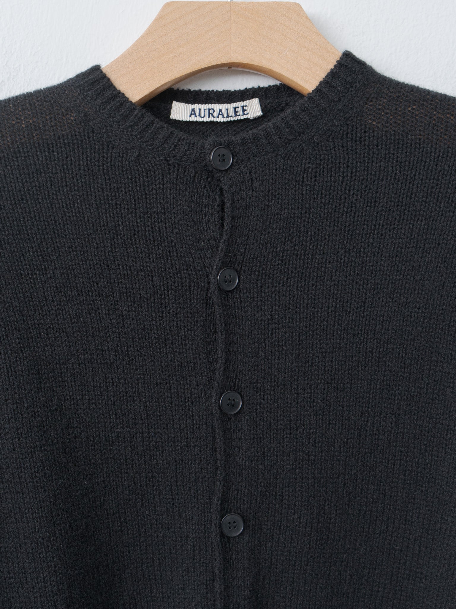 Namu Shop - Auralee Summer Cashmere Knit Crew Neck Cardigan - Black