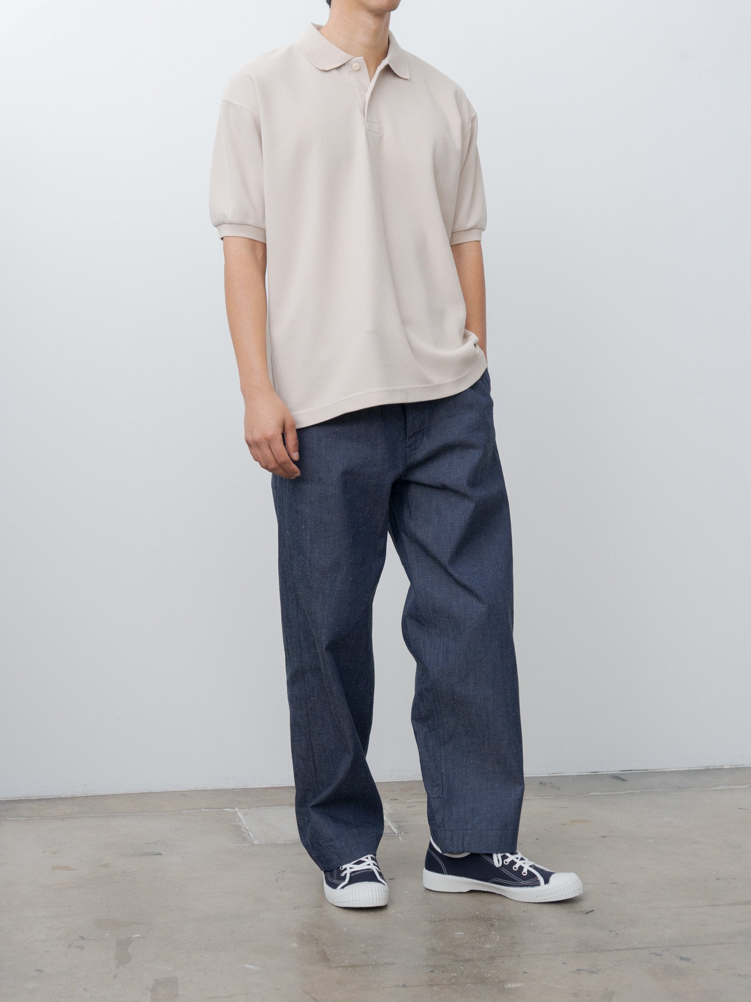 Namu Shop - ts(s) Cotton Poly Dry Jersey Big Polo Shirt - Ecru