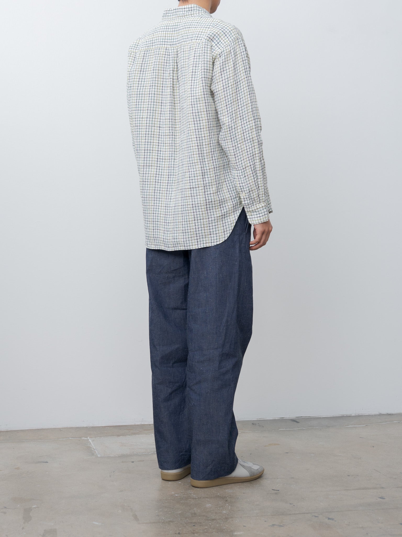 Namu Shop - ts(s) Simple Plaid Linen Baggy Fit Shirt - White x Green