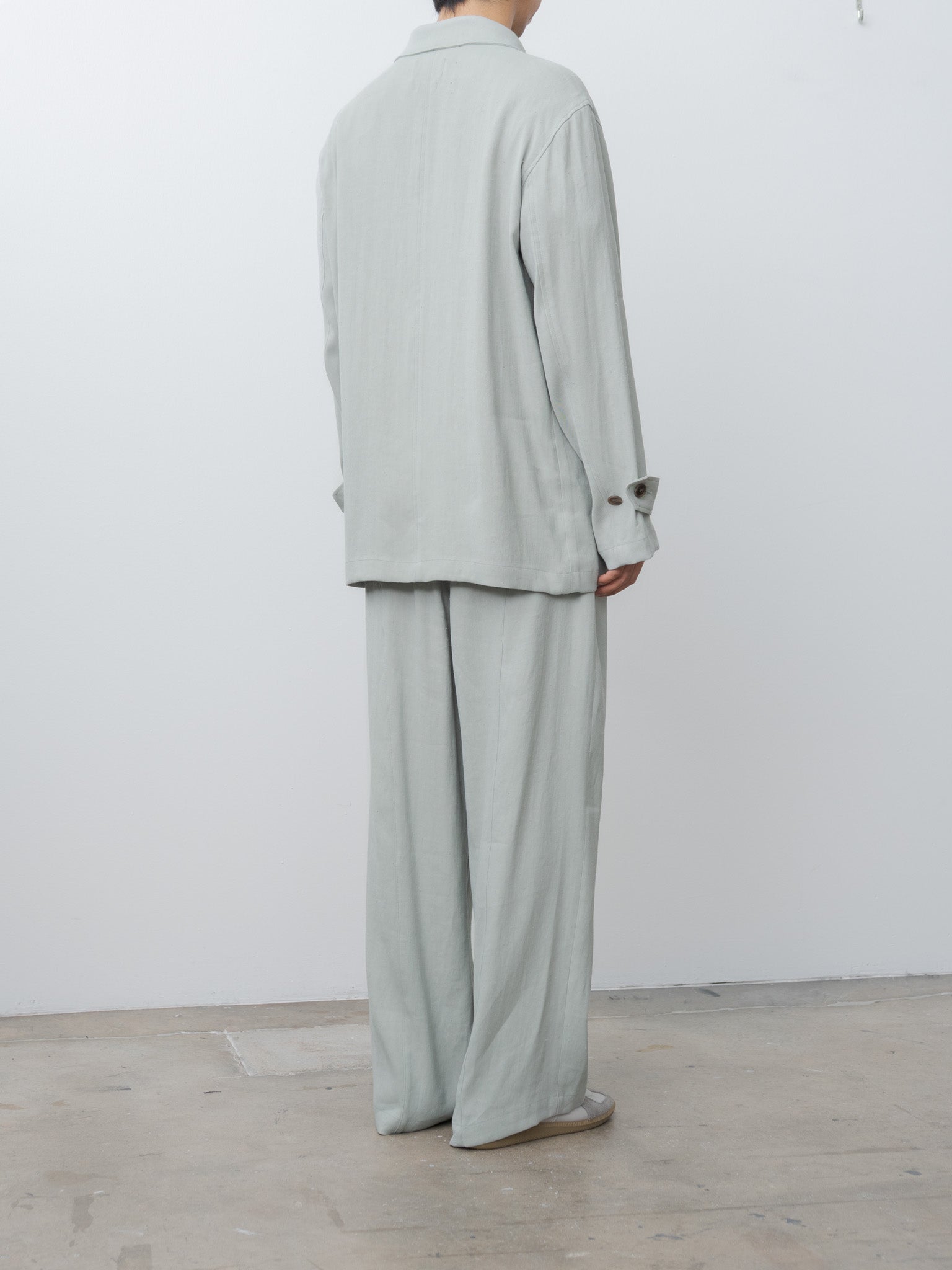 Namu Shop - Yoke Linen Acetate Front Gather Wide Trousers - Mist Green